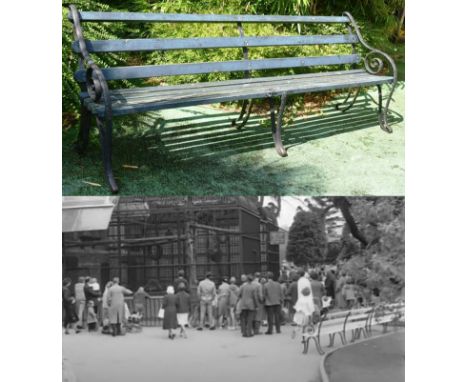 Former Bristol Zoo Gardens - an original Victorian 19th century bench, from the former Bristol Zoo Gardens, Clifton. Cast iro