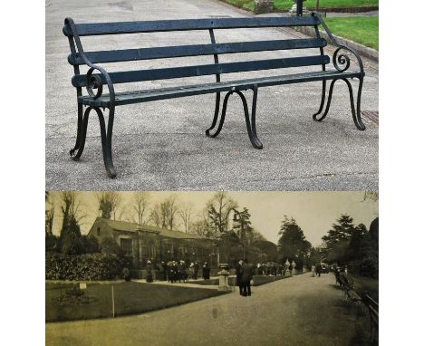 Former Bristol Zoo Gardens - an original Victorian 19th century bench, from the former Bristol Zoo Gardens, Clifton. Cast iro