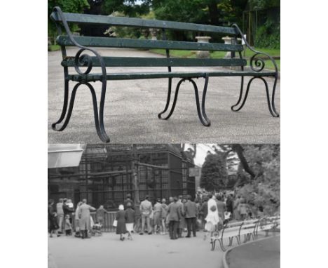 Former Bristol Zoo Gardens - an original Victorian 19th century bench, from the former Bristol Zoo Gardens, Clifton. Cast iro