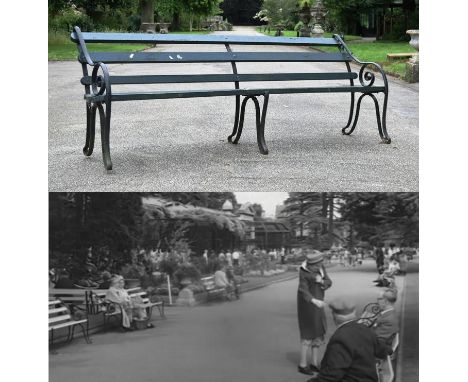 Former Bristol Zoo Gardens - an original Victorian 19th century bench, from the former Bristol Zoo Gardens, Clifton. Cast iro