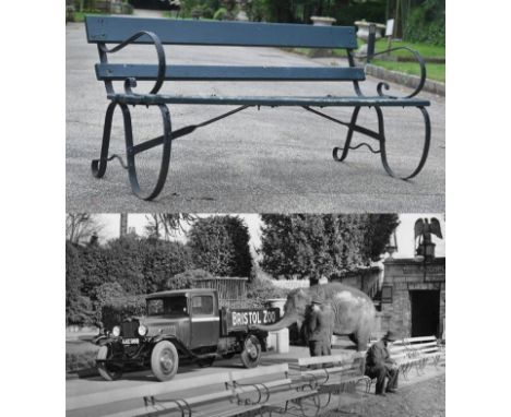 Former Bristol Zoo Gardens - an original Victorian 19th century bench, from the former Bristol Zoo Gardens, Clifton. Cast iro