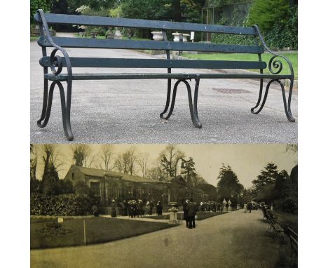 Former Bristol Zoo Gardens - an original Victorian 19th century bench, from the former Bristol Zoo Gardens, Clifton. Cast iro