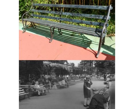 Former Bristol Zoo Gardens - an original Victorian 19th century bench, from the former Bristol Zoo Gardens, Clifton. Cast iro