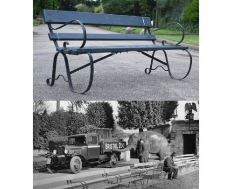 Former Bristol Zoo Gardens - an original Victorian 19th century bench, from the former Bristol Zoo Gardens, Clifton. Cast iro