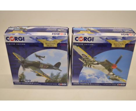 2 boxed 1/72 scale limited edition diecast Corgi Aviation Archive Hawker Typhoon models: A rocket equipped Mk1B, 247 Sqn with