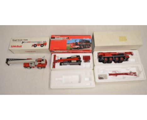 3 boxed 1/50 scale diecast mobile telescopic crane models: A Mammoet LTC 1055 with lattice boom extension  by Conrad (item no