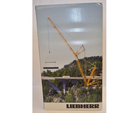 1/50 scale diecast Liebherr LR1750 Lattice Boom Crawler Crane model by Conrad, with original box and instructions. Model appe