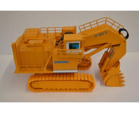 Boxed 1/50 scale diecast Demag 485S Hydraulic Excavator model (in yellow) by NZG (art no 357) in excellent little displayed c