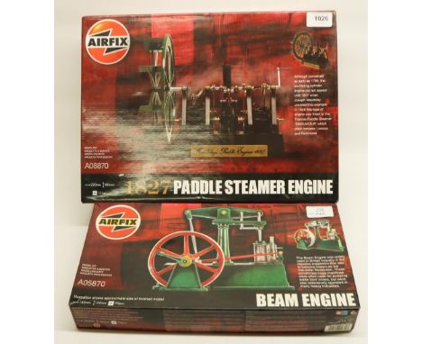 Unmade Airfix 1827 Paddle Steam Engine kit no.A08874 (Seals unbroken) and Airfix Beam Engine kit no.A05870, parts removed fro