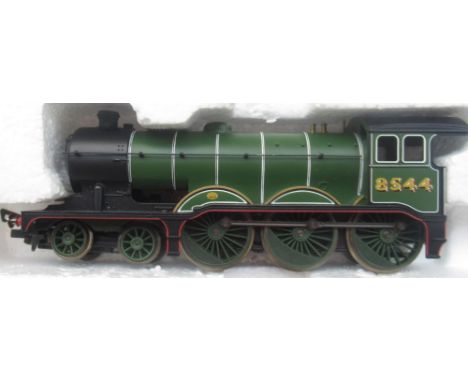 Boxed part set of a mainline steam Hornby 00 gauge engine consisting of 844 engine with tender and 2 carriages and starter ov
