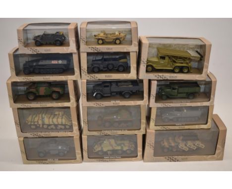 A collection of 14 Atlas Editions 1/43 scale WW2 armour models, axis/Russian and French vehicles. All models in excellent box