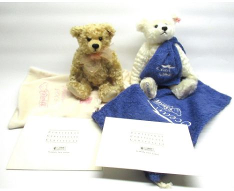 Steiff Ocean 2002 teddy bear in white mohair, H30cm, limited edition 1158/1500, with dustbag and certificate, and a Steiff 20