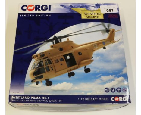 Corgi Aviation Archive 1:72 scale Westland Puma HC.1 XW220, 33 Squadron, Gulf War Kuwait, 1991, AA27004 Limited Edition 0640 