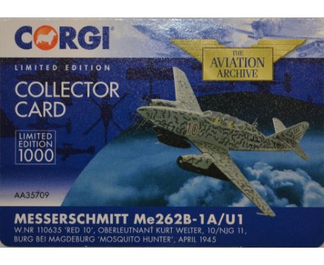 A boxed Corgi Aviation Archive 1/72 scale diecast Messerschmitt Me262B-1A/U1 "Red 10" Nightfighter/Mosquito hunter (model no 