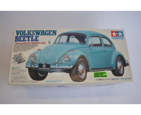 Competently built up Tamiya 1/10th scale radio control Volkswagen Beetle model. Has a TX26.995MHz receiver crystal, no transm