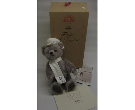 Steiff "Graff Zeppelin" teddy bear in grey mohair, H34cm, limited edition 1423/1500, Boxed 