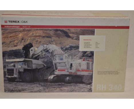 Boxed 1/50 scale diecast Terex O&amp;K RH340 Hydraulic Excavator model by Brami, model no 25008. Model previously un-displaye