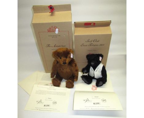 Steiff Club Event Teddy Bear 2003 in black mohair, H21cm, limited edition no.2107, boxed with certificate, and Steiff "The Ar