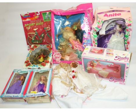 Mattel Barbie, Hornby Cassy, Hasbro Sindy and other 1980s/1990s dolls and accessories, some with original packaging 
