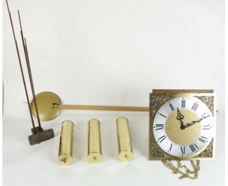 Franz Hermle late C20th longcase clock movement, complete with gongs, weight and pendulum