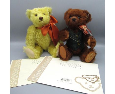 Steiff "Teddy Bear's Picnic" musical bear in golden mohair, limited edition 678/2000, H30cm, with certificate, and Steiff Gri