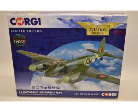 A boxed Corgi Aviation Archive 1/32 scale DeHavilland Mosquito FBVI, MM403 SB-V, 464 Sqn RAAF, June 1944 (model no AA34606). 