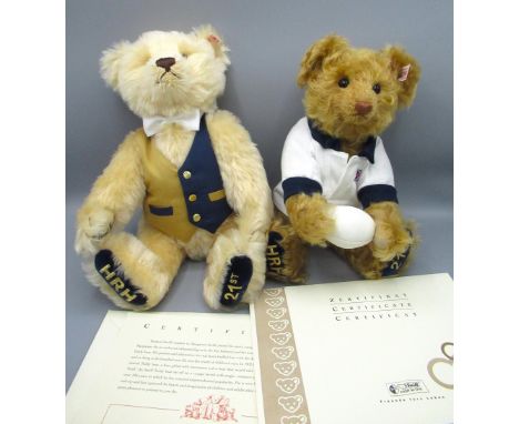 Steiff Prince William's 21st Birthday Bear, in blonde mohair, H35cm, limited edition 56/1500, Paw signed by Tweed Roosevelt, 