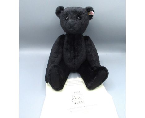 Steiff Schwarzbär teddy bear in black mohair with working growler, H35cm, limited edition 728/1500, boxed with certificate 