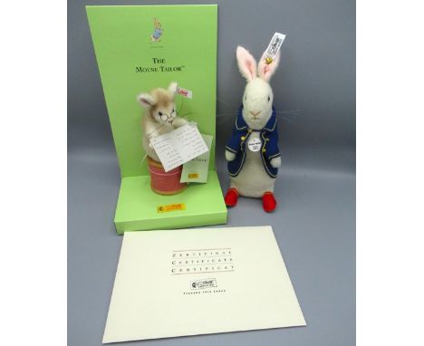 Steiff Peter Rabbit 1904/5 replica bear, limited edition 1453/3000, H22cm, boxed with certificate, and a Steiff The Mouse Tay