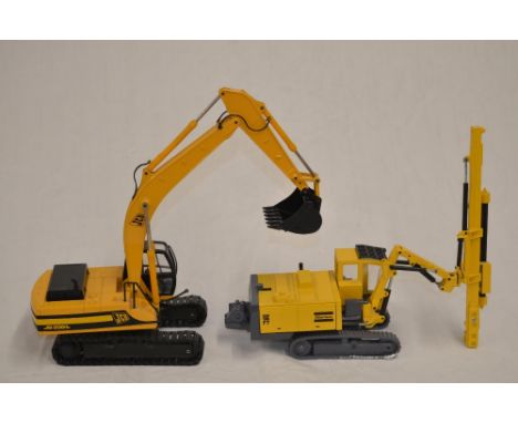 5 boxed "Compact" diecast construction machinery models by Joal: 2x 1/32 scale Komatsu PC 400 LC-5 hydraulic excavator (ref 1