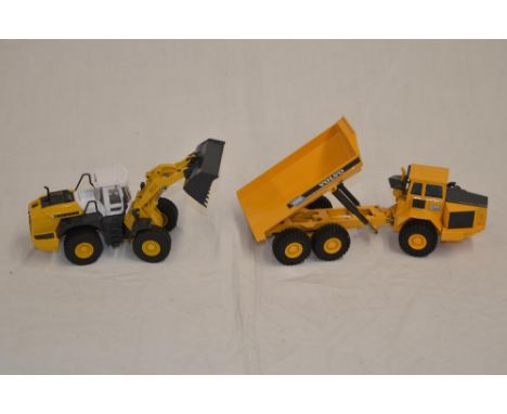 3 1/50 scale "Compact" and 3 "Avance" diecast construction machinery models by Joal, all boxed: 2x Komatsu Avance PC1100LC-6 