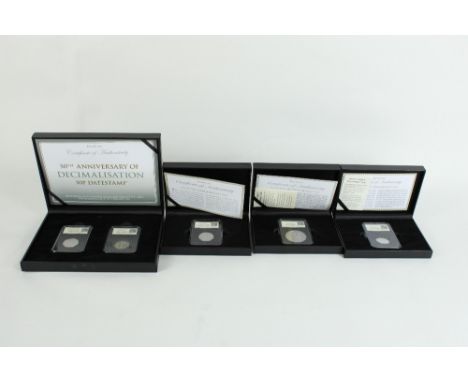 Selection of datestamp coin sets to include 2021 Babbage 50p, 2021 Logie Baird 50p, 2021 Decimal Day 50p, 1969 UK first issue