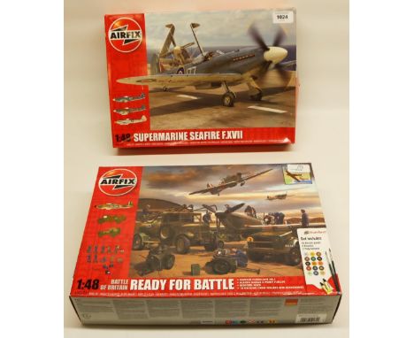 Unmade Airfix 1:48 scale Supermarine Seafire F.XVII kit no. A06102 (Seals unbroken) and unmade Airfix 1:48 scale Battle of Br