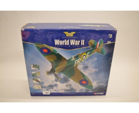 A boxed Corgi Aviation Archive 1/32 scale Supermarine Spitfire Mk.1A, X4590/PR-F, 609 Sqn, Royal Air Force (model no AA33901)