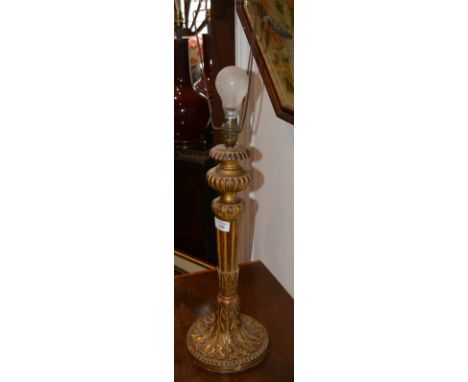 A carved giltwood table lamp base 46cm