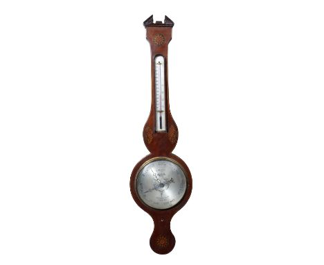 A 19th Century mahogany wheel barometer the 7 1/2" silvered dial signed C Gatty, No.89, Leather Lane, Holborn, with spirit tu