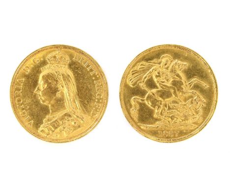Coins, Great Britain, Victoria (1837-1901), Two Pounds or Double Sovereign, 1887, light marks to field overwise VF Provenance