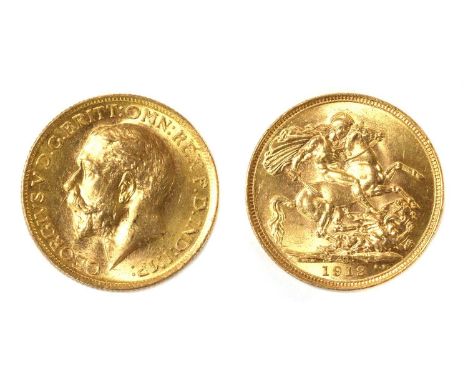 Coins, Australia, George V (1910-1936), Sovereign, 1912, S in ground for Sydney Mint, NEF with very light surface marks and e