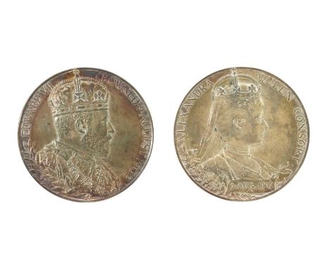 Medals, Great Britain, Edward VII (1901-1910), Silver Coronation Medal,1902, Royal Mint issue, 55mm, by G.W. de Saulles, crow