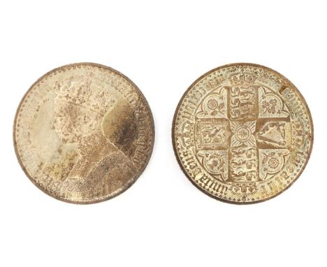 Coins, Great Britain, Victoria (1837-1901), Crown, 1847, 'Gothic' type bust, (S.3883) light hairlines to field and edge knock