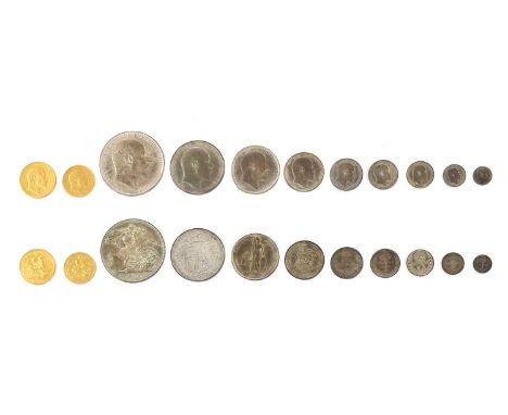 Coins, Great Britain, Edward VII (1901-1910), Coronation Proof Specimen 'Short Set', 1902, Sovereign to Maundy Penny complete