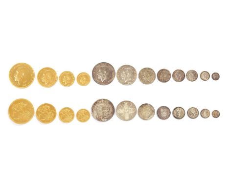 Coins, Great Britain, George V (1910-1936), Proof Set, 1911, Five Pound, Two Pound, Sovereign, Half Sovereign, Half Crown, Fl