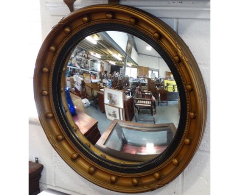GILT FRAMED CONVEX CIRCULAR WALL MIRROR 