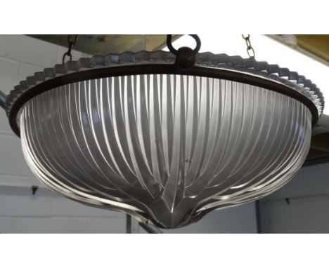 HOLOPHANE DECO OPAQUE GLASS/BRASS LIGHT FITTING