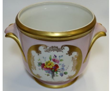BAVARIAN CERAMIC FLORAL DECORATED JARDINIERE 