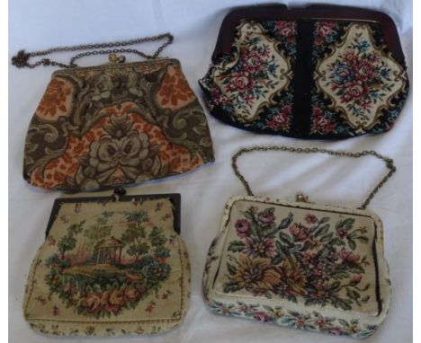 4 TAPESTRY EFFECT TEXTILE BAGS (2 FRENCH) 