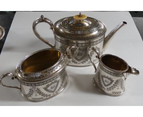 3 PCE PLATED TEA SERVICE 