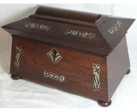 ROSEWOOD SARCOPHAGUS TEA CADDY