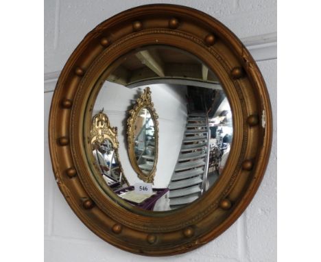 GILT FRAMED CIRCULAR CONVEX MIRROR 