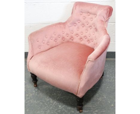 PINK BUTTON BACK ARMCHAIR 